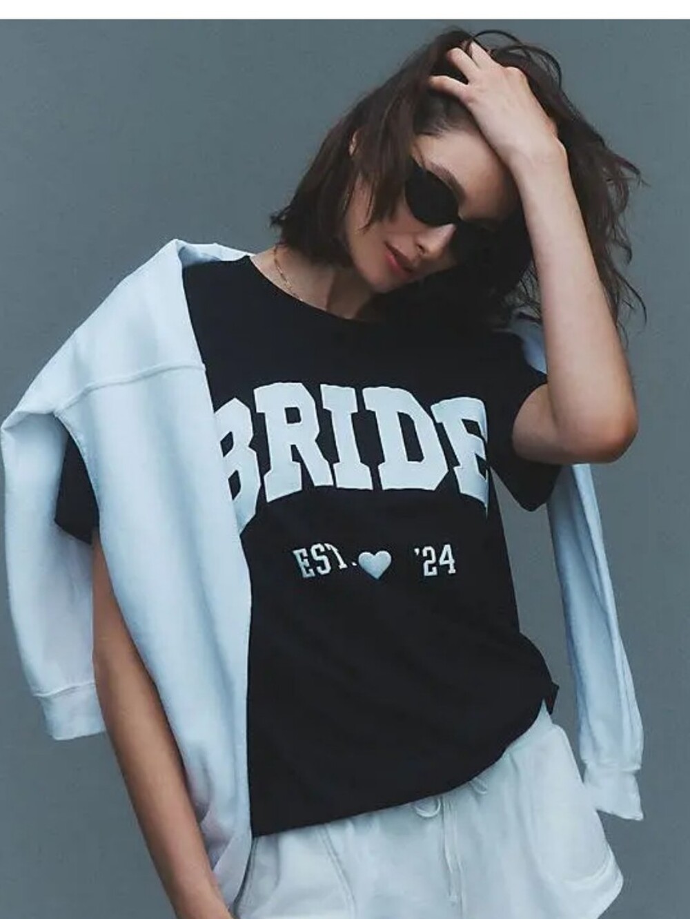 Anthropologie Black White Bride Tee Size XS Wedding Bridal Bachelorette NWT